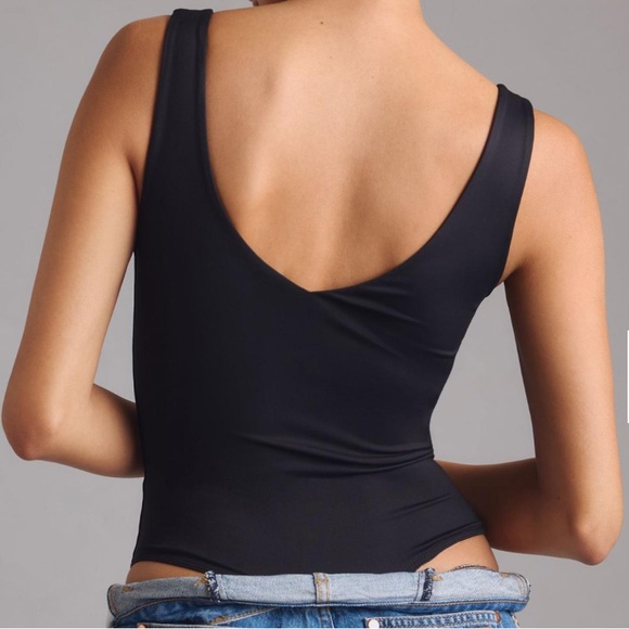 RD Style Second Skin Valentina Double V Black V-Neck‎ Bodysuit - Picture 2 of 11